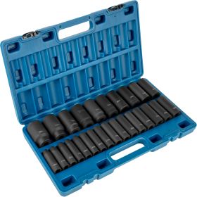 VEVOR Impact Socket Set 26 Piece Impact Sockets, Deep Socket, 6-Point Sockets, Rugged Construction, Cr-V, With A Storage Cage