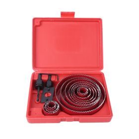 16Pcs Hole Saw Set Kit Red Steel Woodworking Tool for Wood PVC Pipe Plastic Board