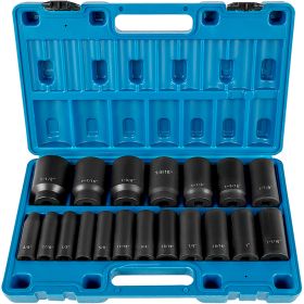 VEVOR Impact Socket Set 19 Piece Impact Sockets, Deep Socket, 6-Point Sockets, Rugged Construction, Cr-V,  With A Storage Cage