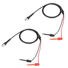 2Pcs BNC to Dual Testing Hook Probe Oscilloscope Machine Test Lead Coaxial Cables