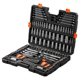 VEVOR Mechanics Tool Set And Socket Set,  Drive Deep And Standard Sockets, 205 Pcs SAE And Metric Mechanic Tool Kit With Bits, Combination Wrench, Hex