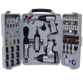 Air Tools & Accessories Kit, 71 Pieces, Impact Wrenches, Air Ratchets, Die Grinders, Air Hammers, Hose Fittings, Storage Boxes