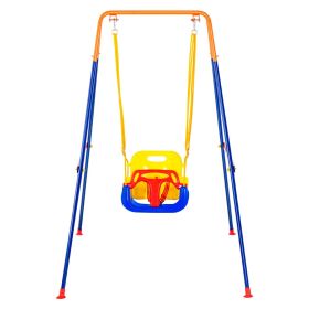 VEVOR Swing Sets for Backyard 3 in 1 Toddler Swing Set with 4 Sandbags Foldable