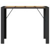 Patio Bar Table with Acacia Wood Top Black 57.1"x31.5"x43.3" Poly Rattan