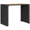 Patio Bar Table with Acacia Wood Top Black 57.1"x31.5"x43.3" Poly Rattan