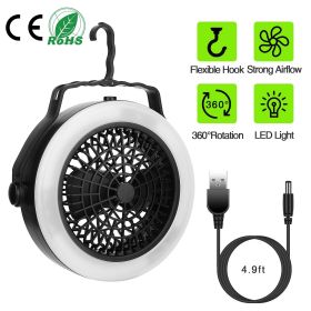 Portable Camping LED Fan 2 in 1 Outdoor Battery/USB Operated Hanging Hook Camping Hiking Travel Lantern Cooling Fan