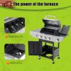 Propane Grill 3 Burner Barbecue Grill Stainless Steel Gas Grill with Side Burner, 37,000 BTU Outdoor Cooking, Patio, Garden Barbecue Grill