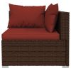 7 Piece Patio Lounge Set with Cushions Poly Rattan Brown