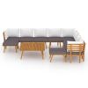 12 Piece Patio Lounge Set with Cushions Solid Acacia Wood