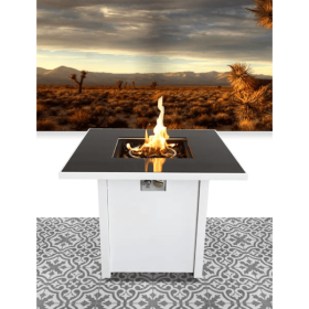 30" Metal Fire Pit with Powder-Coated Finish and Smoked Glass Top