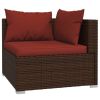 7 Piece Patio Lounge Set with Cushions Poly Rattan Brown