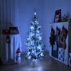 4 FT Snow Flocked Pre-lit Artificial Christmas Tree with Metal Pot Stand, Hinged Xmas Fir Tree with 120 Lights