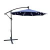 10 ft Outdoor Patio Umbrella Solar Powered LED Lighted Sun Shade Market Waterproof 8 Ribs Umbrella with Crank and Cross Base for Garden Deck Backyard