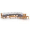 12 Piece Patio Lounge Set with Cushions Solid Acacia Wood