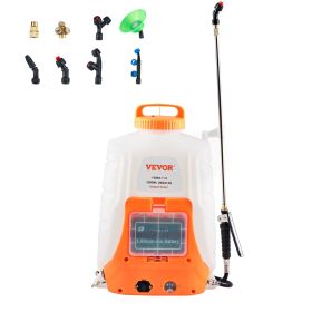 VEVOR Battery Powered Backpack Sprayer ; 4 Gal Tank; 0-90 PSI Adjustable Pressure; Back Pack Sprayer with 8 Nozzles and 2 Wands; 12V 8Ah Battery; Wide