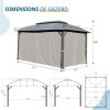 Gazebo 10x14FT, Outdoor Gazebo with Double Roofs, Privacy Curtains, Mosquito Nettings, Heavy Duty Metal Frame Party Tent Canopy for Patio, Backyard