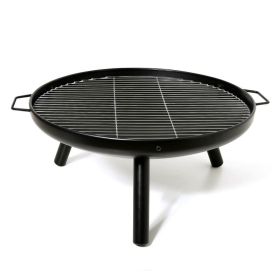 Outdoor Wood Burning Fire Pit for Camping Backyard Beach Picnic (Color: Black A, type: 23 Inch)