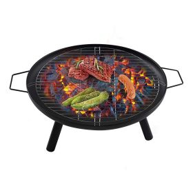 Outdoor Wood Burning Fire Pit for Camping Backyard Beach Picnic (Color: Black, type: 23 Inch)