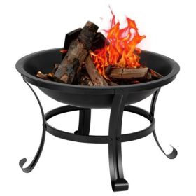 Outdoor Wood Burning Fire Pit for Camping Backyard Beach Picnic (Color: Black A, type: 22 Inch)