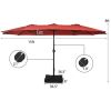 15 Feet Double-Sided Twin Patio Umbrella with Crank and Base