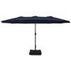 15 Feet Double-Sided Twin Patio Umbrella with Crank and Base