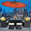 10 Feet Patio Umbrella with Crank and Solar LED Lights