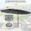 15 Feet Double-Sided Twin Patio Umbrella with Crank and Base